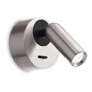 Ideal Lux Bean AP Round 260631 - LED аплик с никелово покритие, кръгла основа и цилиндрична глава