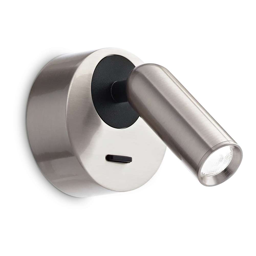 Ideal Lux Bean AP Round 260631 - LED аплик с никелово покритие, кръгла основа и цилиндрична глава