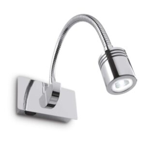 Металният аплик Ideal Lux Dynamo AP 031460 с хромирано покритие, гъвкаво рамо и насочваща се глава