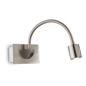 Металният аплик Ideal Lux Dynamo AP 031477 с никелирано покритие, гъвкаво рамо и насочваща се глава