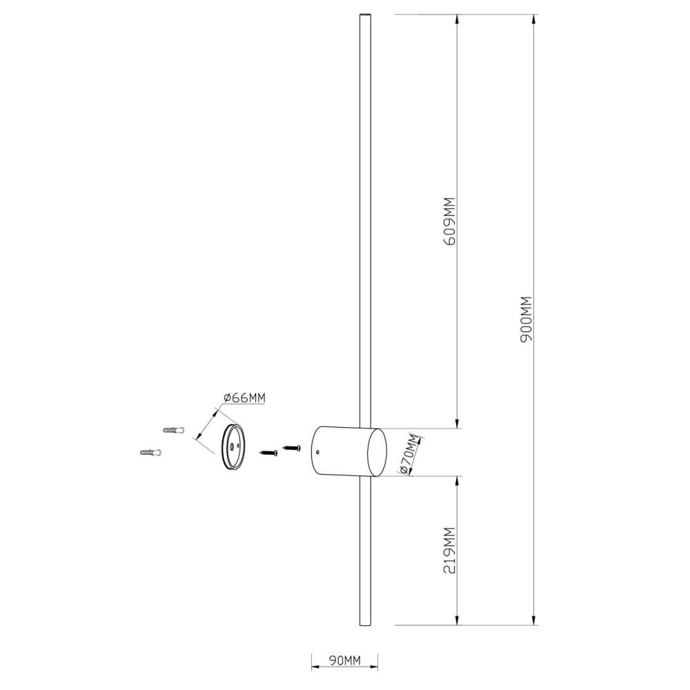 Размерна схема на Maytoni Light stick MOD237WL-L11BS3K