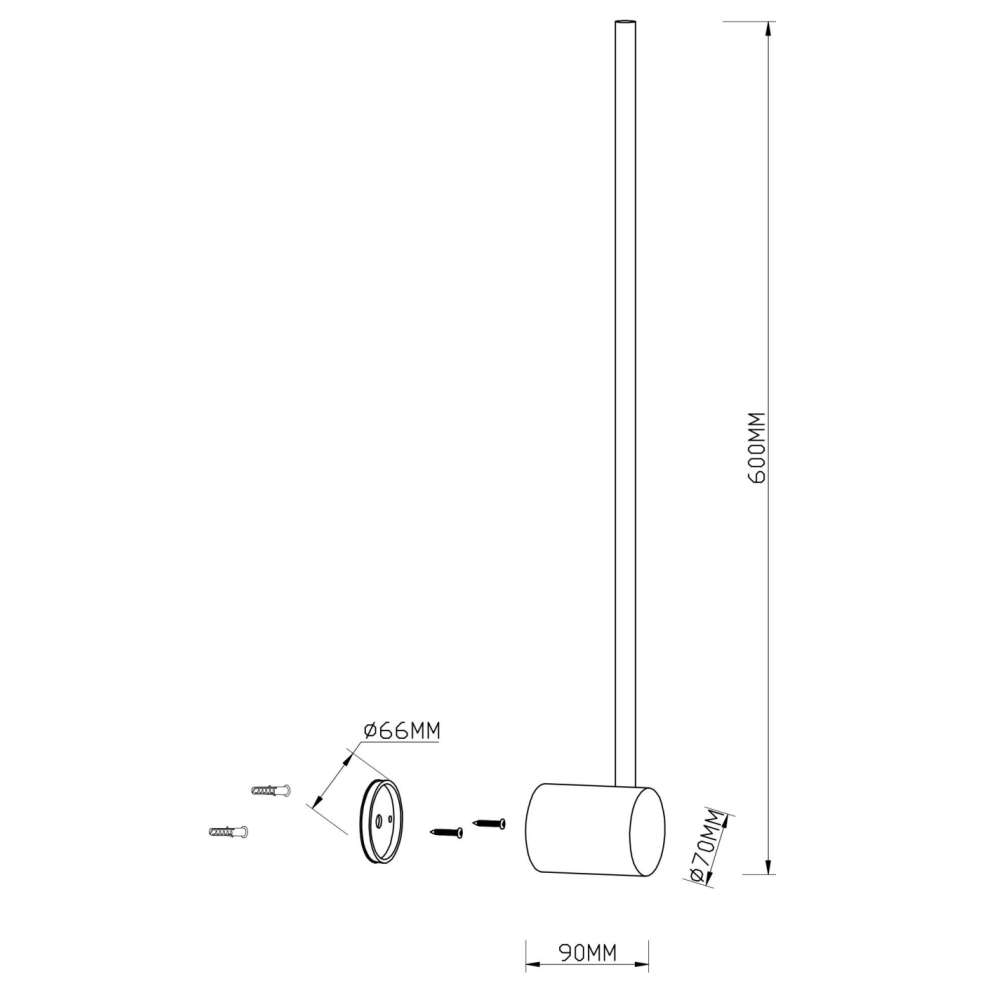 Размерна схема на Maytoni Light stick MOD237WL-L6BS3K