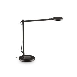 Черна настолна LED лампа Ideal Lux Futura TL 204888 с чупещо се рамо и кръгла основа