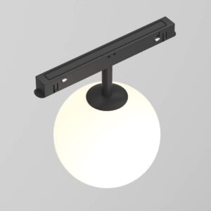 LED лампа със стъклена сфера Maytoni Exility Luna TR038-2-5W3K-1, с черен адаптер, сфера и магнитен адаптер