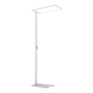 Бял LED лампион Ideal Lux Comfort-1 PT 3000K 296685 с правоъгълна осветителна глава и отворена основа за поставяне до бюро