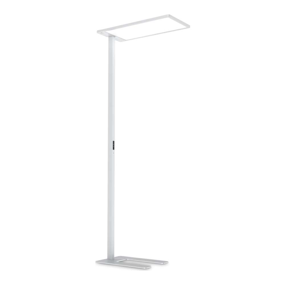Бял LED лампион Ideal Lux Comfort-1 PT 4000K 306452 с правоъгълна осветителна глава и отворена основа за поставяне до бюро