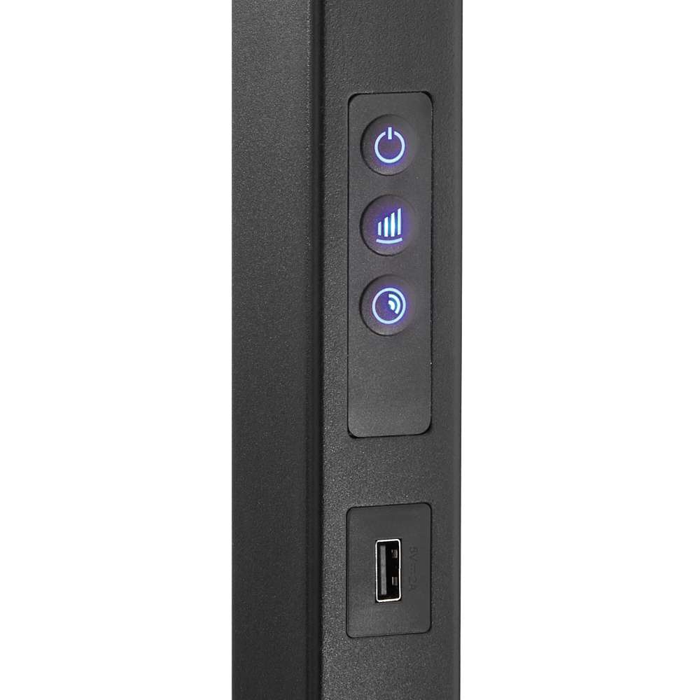 Близък кадър на трите бутона за управление и USB порта върху черния лампион Ideal Lux Comfort-1 PT 4000K 306469