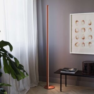 Dorica PT1 354668 - подова лампа в интериор LED лампион Ideal Lux Dorica PT1 354668 оранжев, поставен на пода до завеса