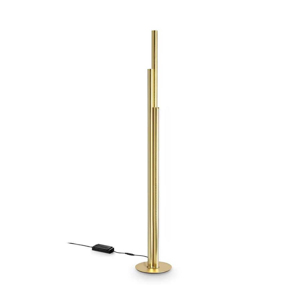 LED лампион Ideal Lux Dorica PT3 366241 66W 3000K 190 см в цвят месинг - изглед на продукта на бял фон