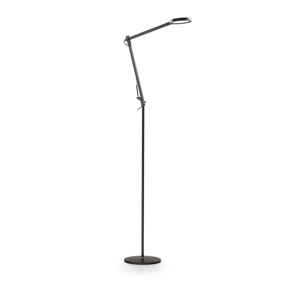 Черен LED лампион Ideal Lux Futura PT 204949 с чупещо се рамо и кръгла основа
