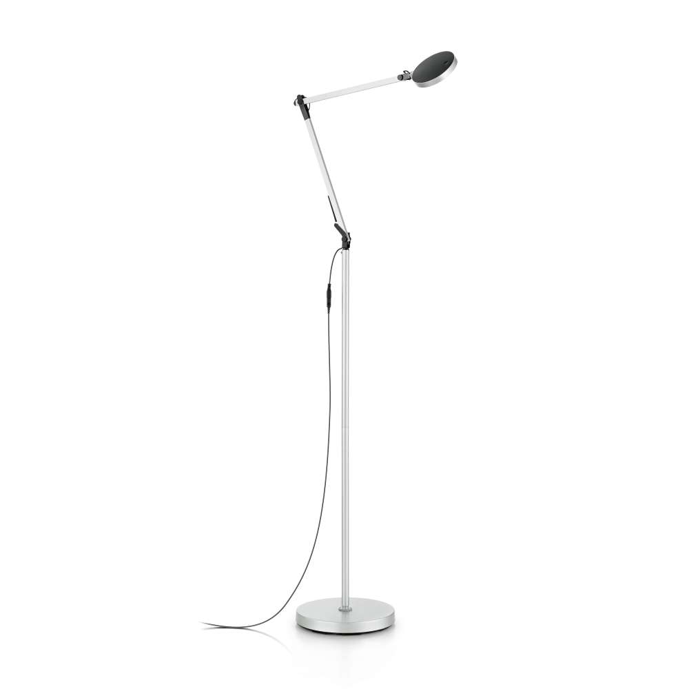 Сребрист LED лампион Ideal Lux Futura PT 204956 с чупещо се рамо и кръгла основа