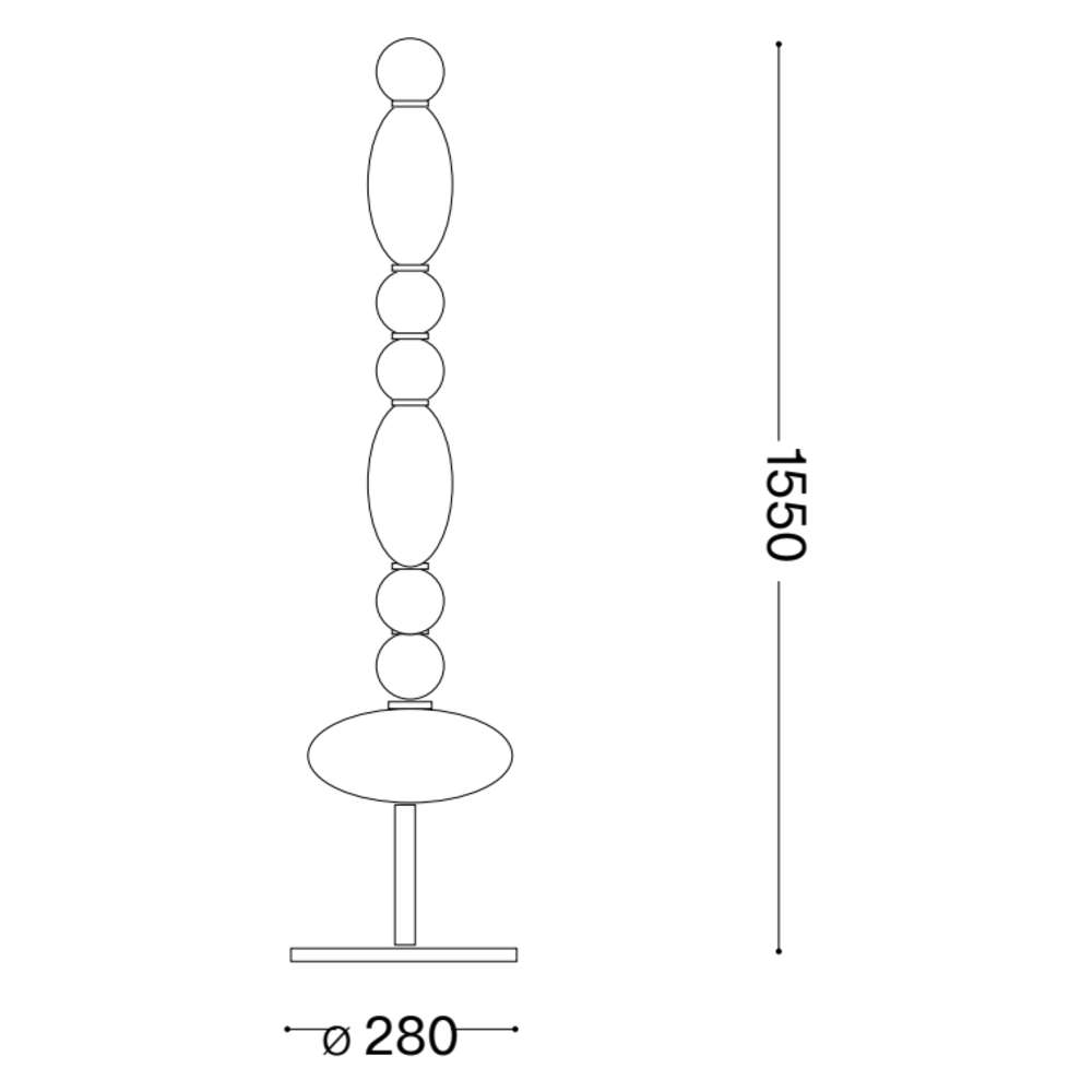 Схема с размери на LED лампион Ideal Lux Lumiere PT 314198