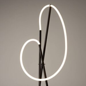 Двете светещи извивки на лампион Maytoni Crochet MOD369FL-L36B3K около черната конструкция