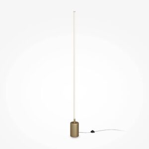 Линеен LED лампион Maytoni Flow MOD147FL-L20BSK1 с метално тяло в цвят месинг и кръгла основа на светъл фон