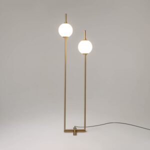 Maytoni The Sixth Sense Z020FL-L12BS3K - LED лампион в цвят месинг с два бели сферични плафона