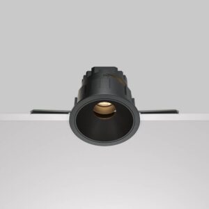 Насочваема LED луна за вграждане Maytoni Wise DL057-10W3K-B, черна, страничен изглед на вграждането в таван