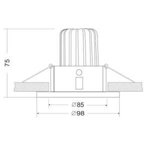 LED луна за вграждане Maytoni Yin DL031-2-L8B, черна, размерен чертеж от точната монтажна инструкция