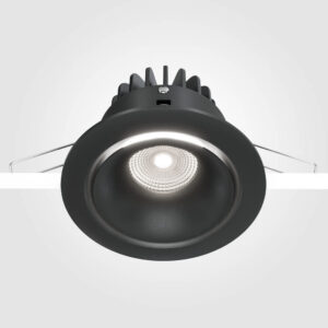 LED луна за вграждане Maytoni Yin DL031-L12W4K-B, черна, страничен изглед на вграждането в таван