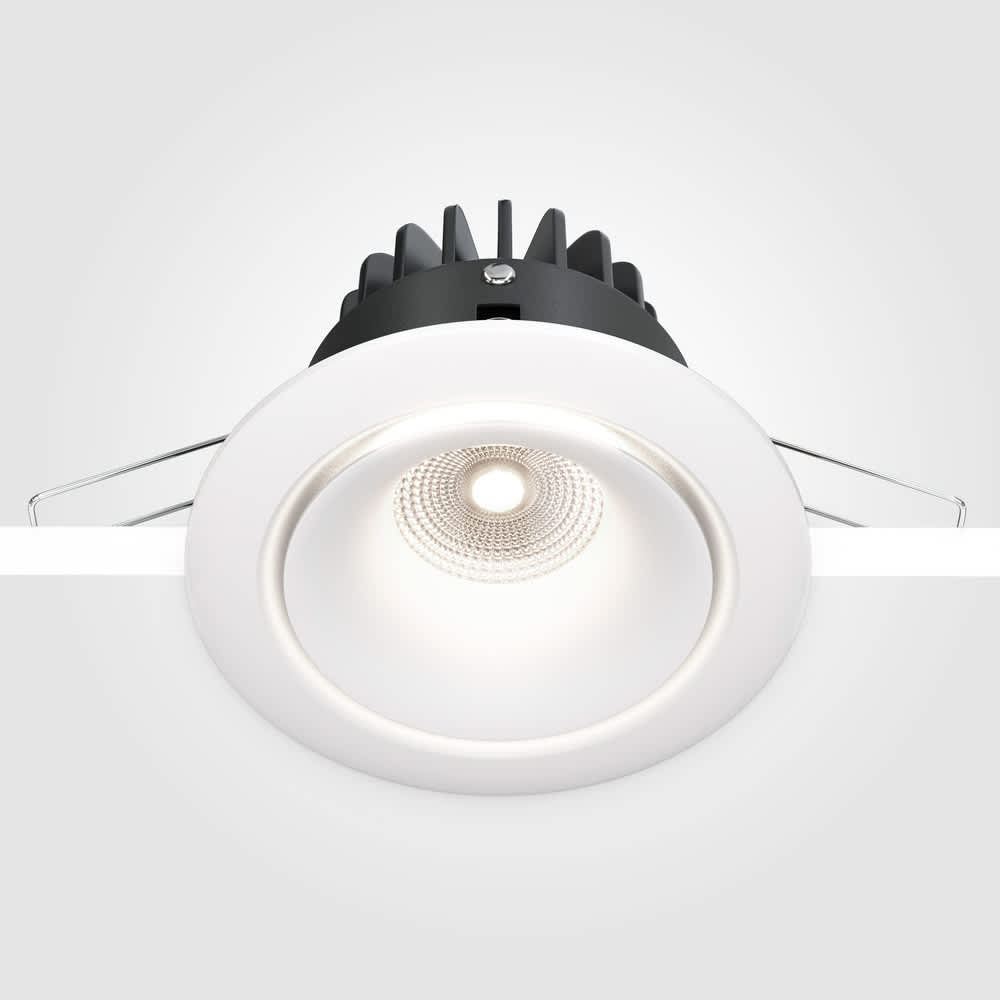 LED луна за вграждане Maytoni Yin DL031-L12W4K-W, бяла, страничен изглед на вграждането в таван