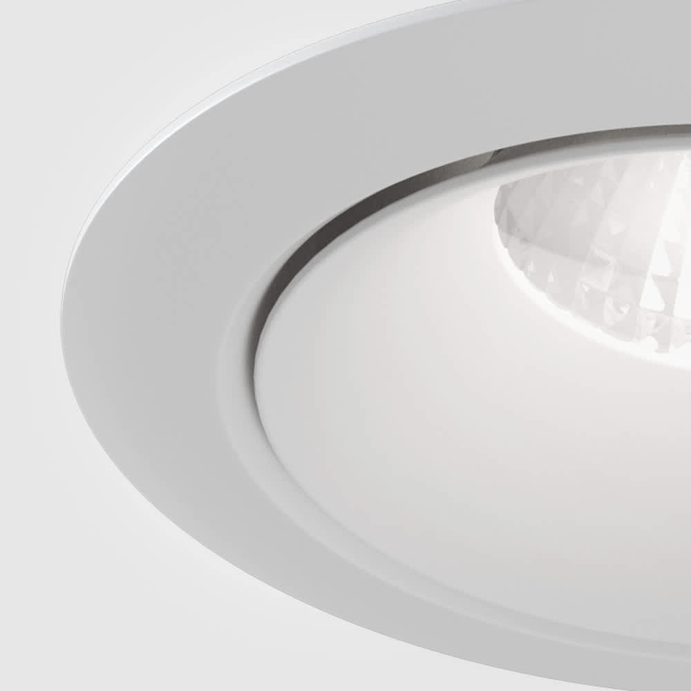 LED луна за вграждане Maytoni Yin DL031-L12W4K-W, бяла, детайл на бялата рамка и оптиката