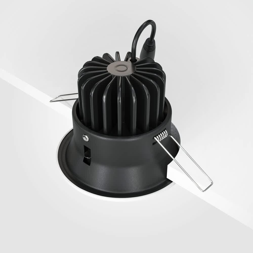 LED луна за вграждане Maytoni Yin DL031-L12W4K-W, бяла, заден изглед на радиатора, кабела и монтажните пружини