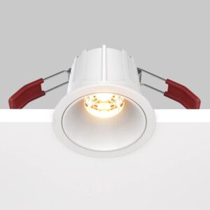 LED луна за вграждане Maytoni Alfa DL043-01-10W2.7K-RD-W-DE, бяла, общ изглед с корпуса и монтажните пружини