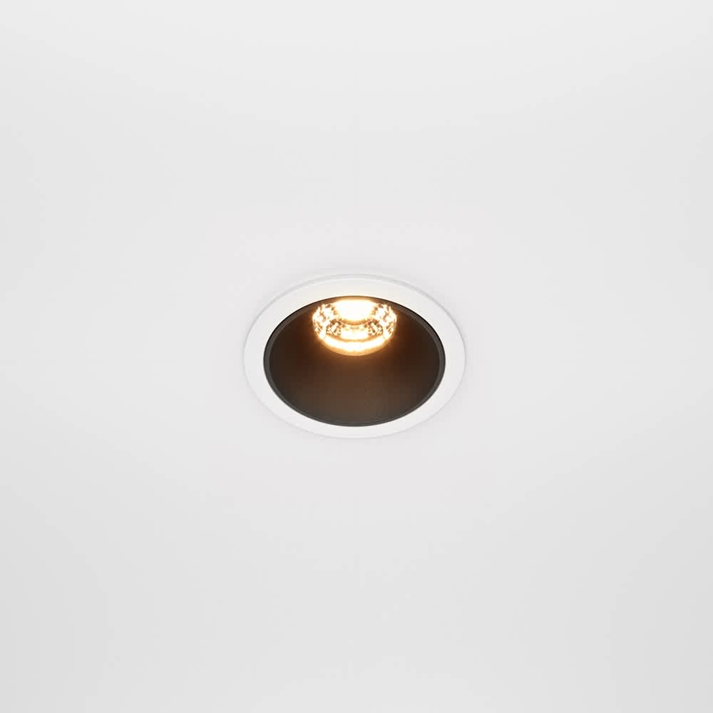 LED луна за вграждане Maytoni Alfa DL043-01-10W2.7K-RD-WB-DE, бяла с черен рефлектор, изглед след вграждане