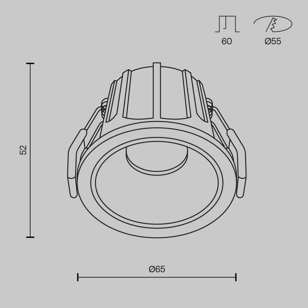 LED луна за вграждане Maytoni Alfa DL043-01-10W2.7K-RD-W-DE, схема с размери