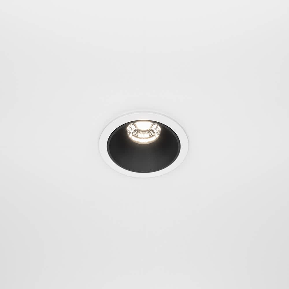 LED луна за вграждане Maytoni Alfa DL043-01-10W4K-D-RD-WB, бяла с черен рефлектор, изглед след вграждане