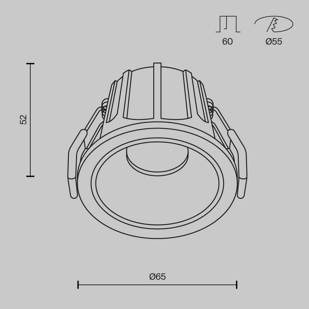 LED луна за вграждане Maytoni Alfa DL043-01-10W4K-D-RD-WB, схема с размери