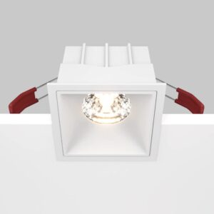 LED луна за вграждане Maytoni Alfa DL043-01-15W3K-D-SQ-W, бяла, общ изглед с корпуса и монтажните пружини