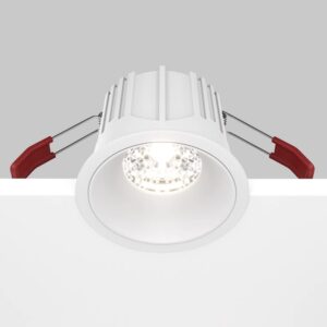 LED луна за вграждане Maytoni Alfa DL043-01-15W4K-D-RD-W, бяла, общ изглед с корпуса и монтажните пружини