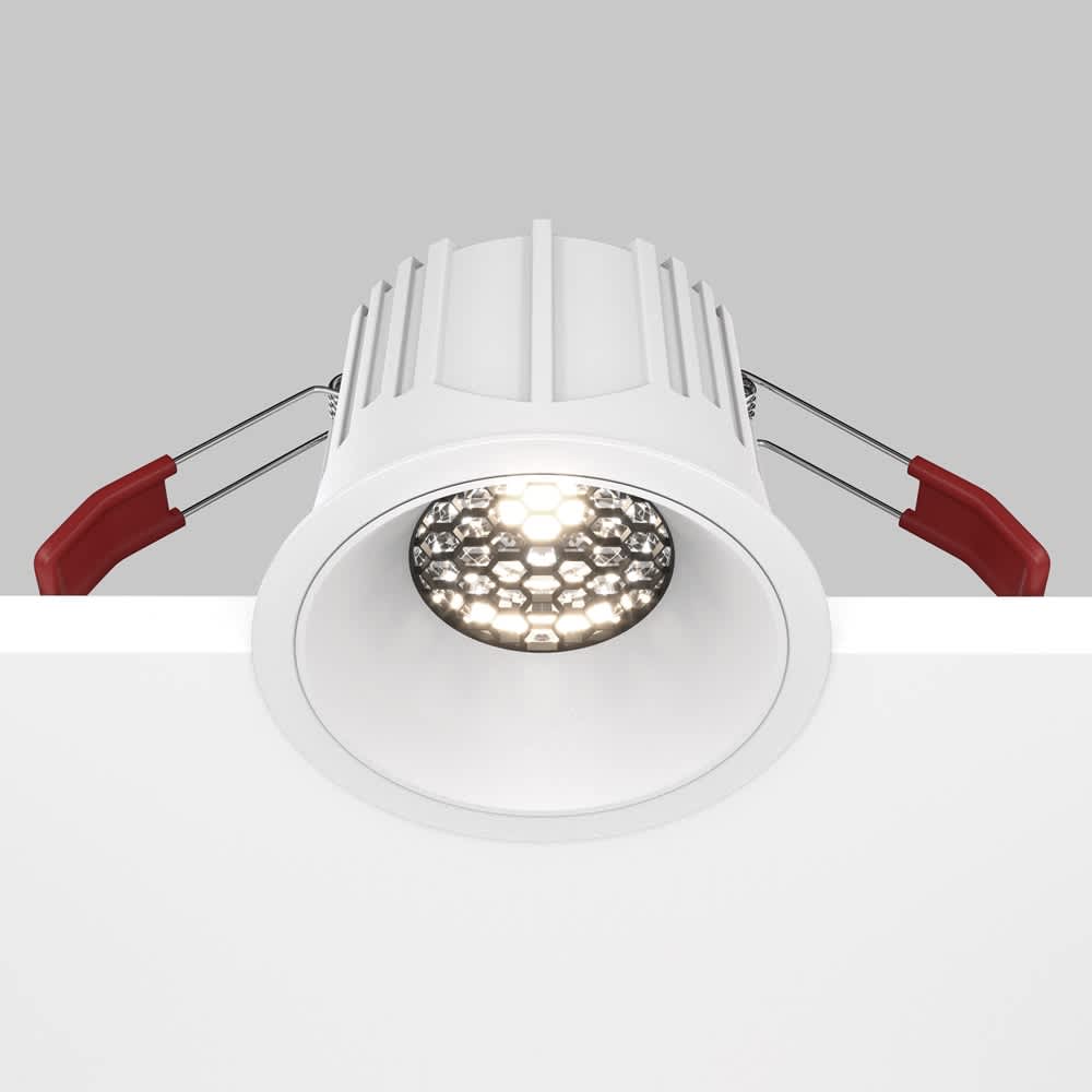 LED луна за вграждане Maytoni Alfa DL043-01-15W4K-D-RD-W, бяла, изглед с противозаслепяваща решетка