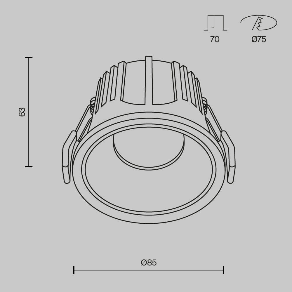 LED луна за вграждане Maytoni Alfa DL043-01-15W4K-D-RD-W, схема с размери