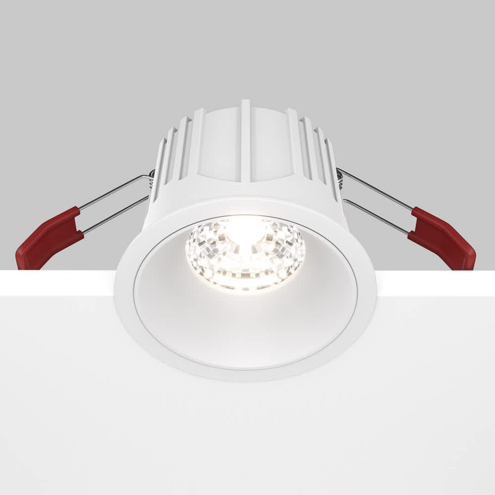 LED луна за вграждане Maytoni Alfa DL043-01-15W4K-D-RD-W, бяла, общ изглед с корпуса и монтажните пружини