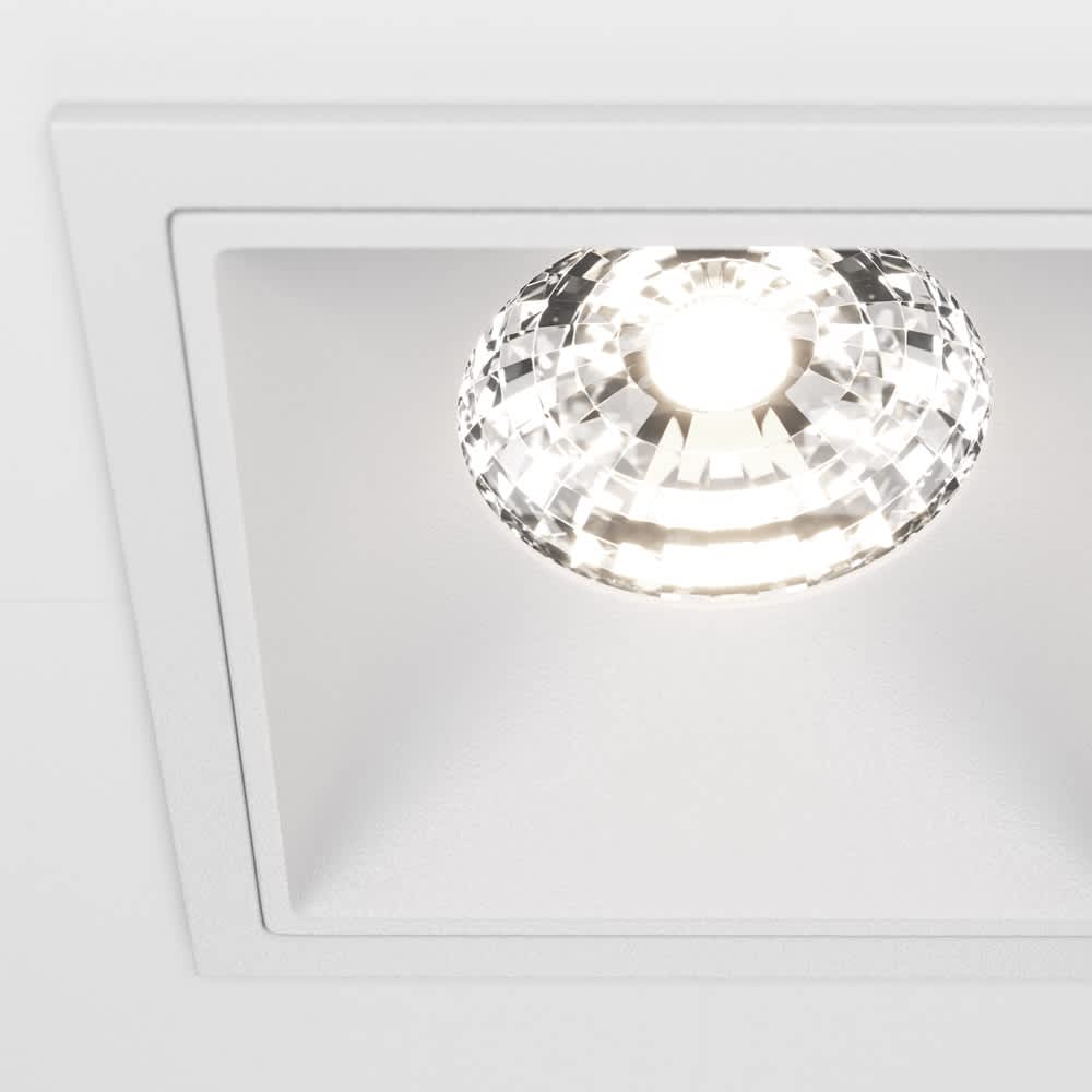 LED луна за вграждане Maytoni Alfa DL043-01-15W4K-D-SQ-W, бяла, детайл на рефлектора и LED оптиката