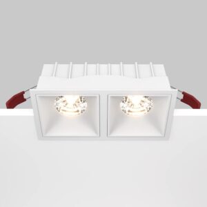 LED луна за вграждане Maytoni Alfa DL043-02-15W3K-SQ-W, бяла, общ изглед с корпуса и монтажните пружини