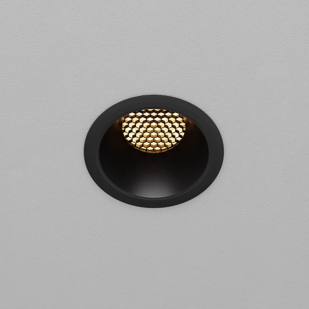 Черна LED луна Maytoni Dip DL115-10W-2.7K-B, пример с допълнителен филтър HoneyComb001-D32