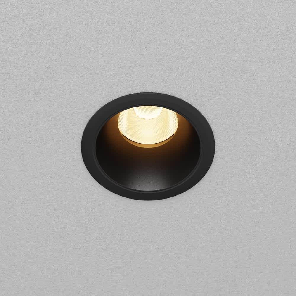 Черна LED луна Maytoni Dip DL115-10W-2.7K-B, изглед на видимата част след вграждане