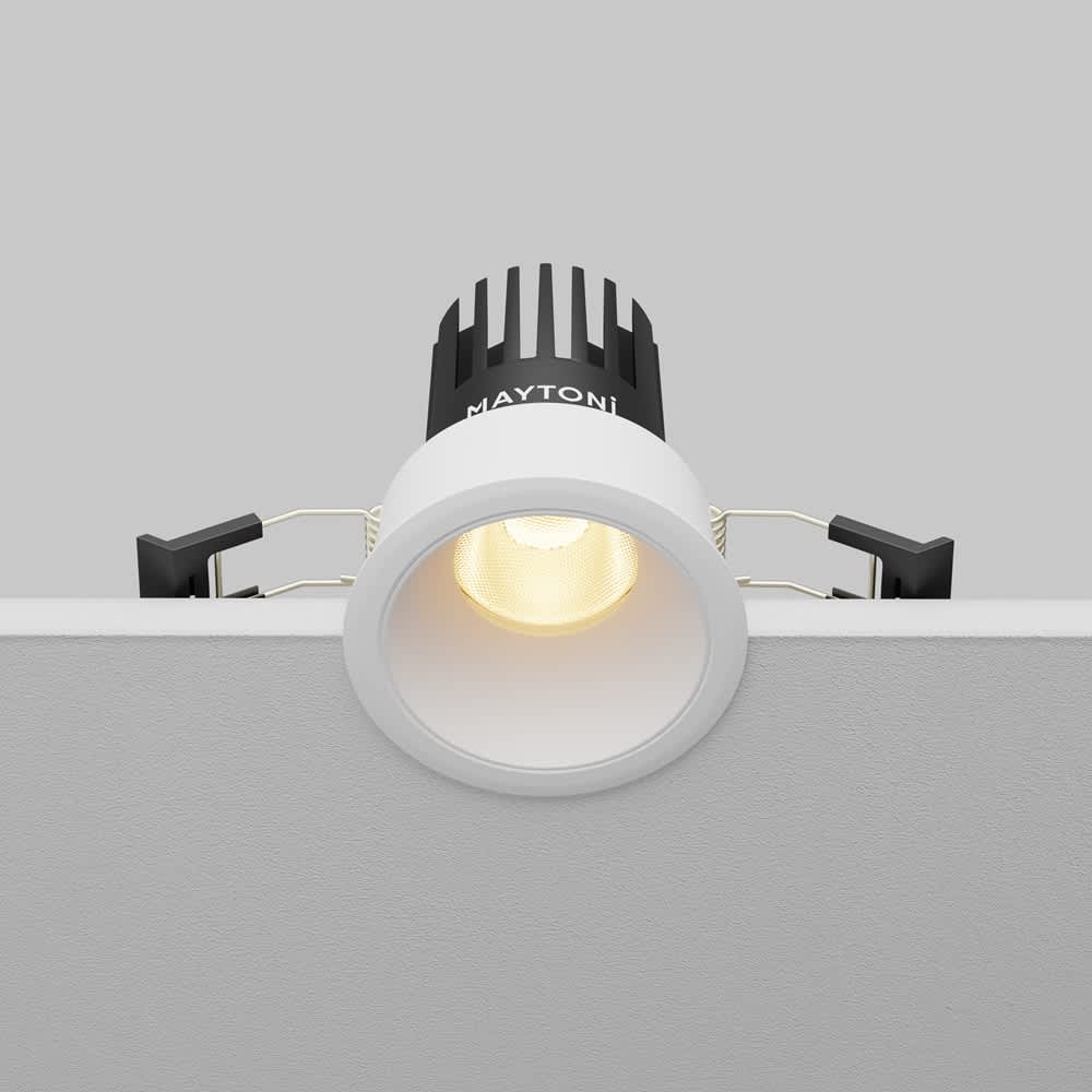Бяла LED луна Maytoni Dip DL115-10W-2.7K-W, цяло тяло и монтажни пружини