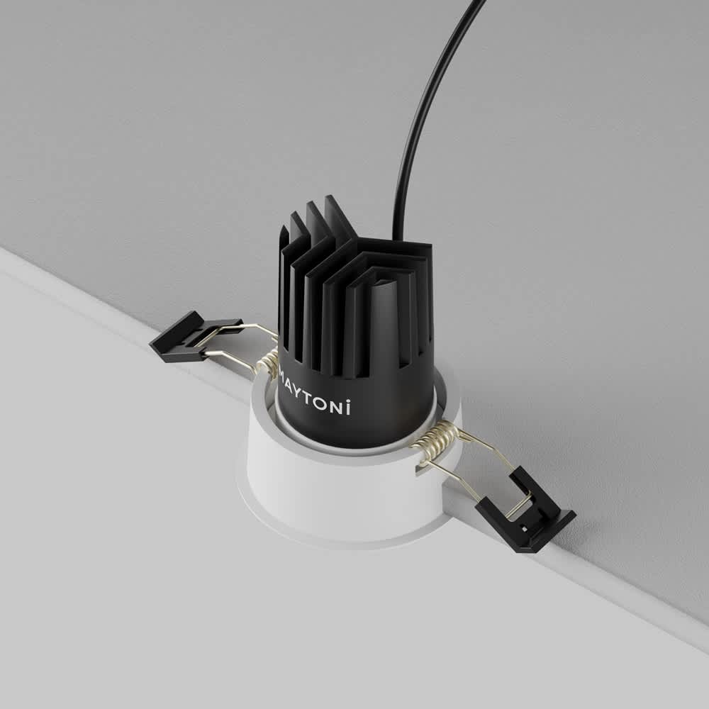 Бяла LED луна Maytoni Dip DL115-10W-2.7K-W, задна част на корпуса и монтажни елементи