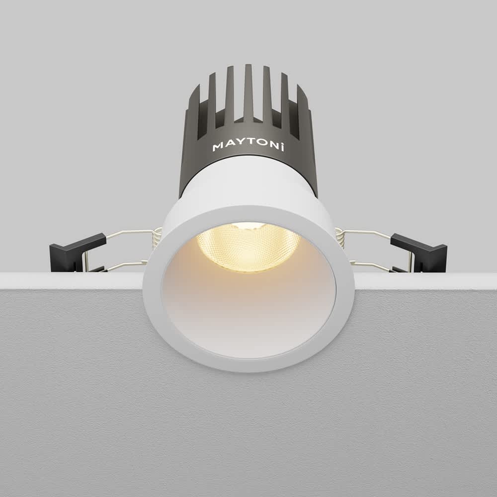 Бяла LED луна Maytoni Dip DL118-15W-2.7K-W, цяло тяло и монтажни пружини