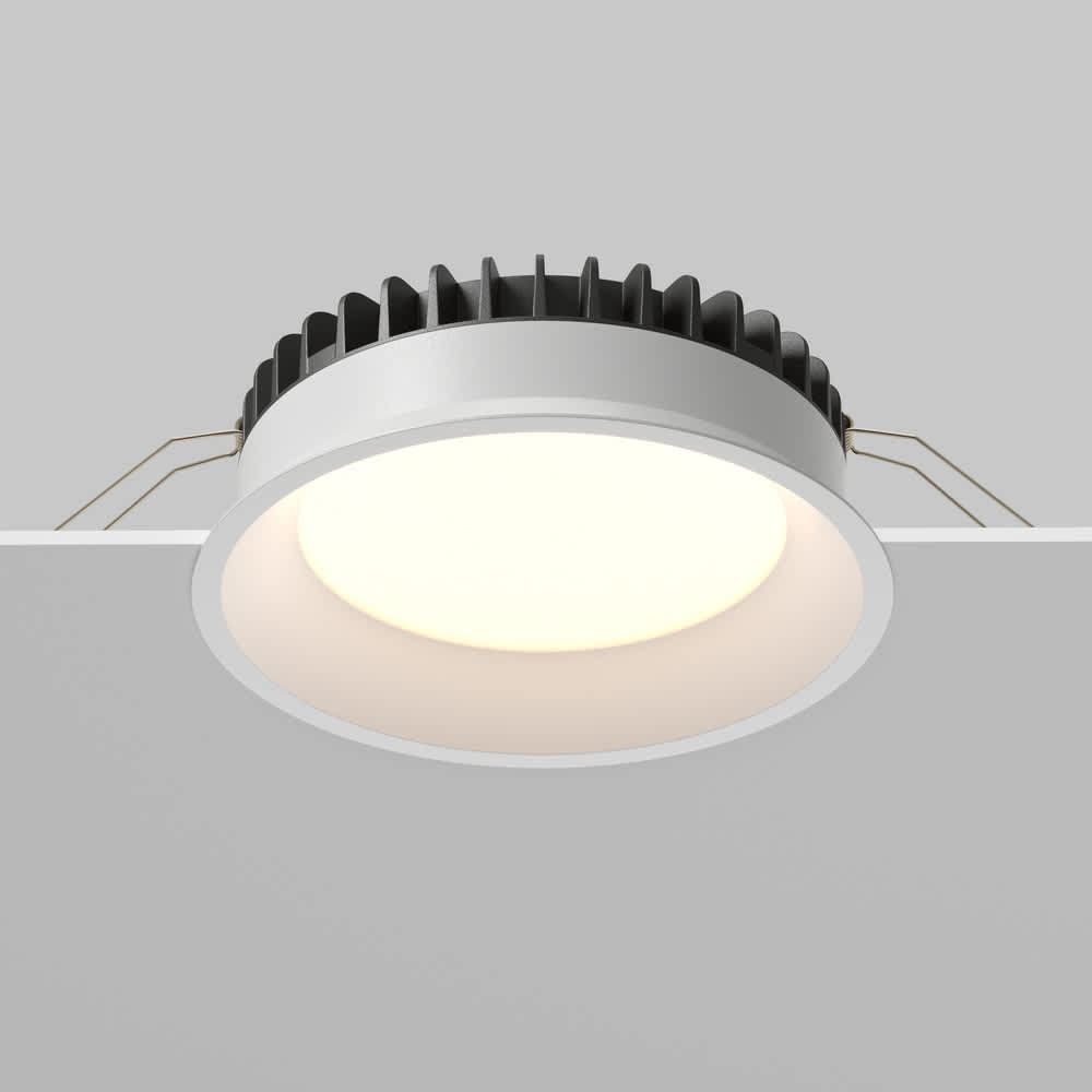 LED луна за вграждане Maytoni Okno DL055-18W3-4-6K-W, бяла, страничен изглед на монтажа в таван
