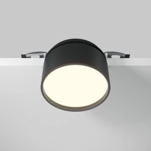 LED луна за вграждане Maytoni Onda DL024-12W-DTW-B 12W 2200-4000K Ø8,5 см черна - преден изглед с монтажните пружини