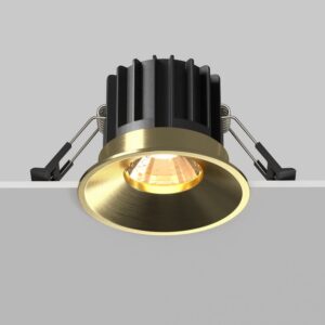 LED луна за вграждане Maytoni Round DL058-12W3K-BS, цвят месинг, изглед на монтажа в таван