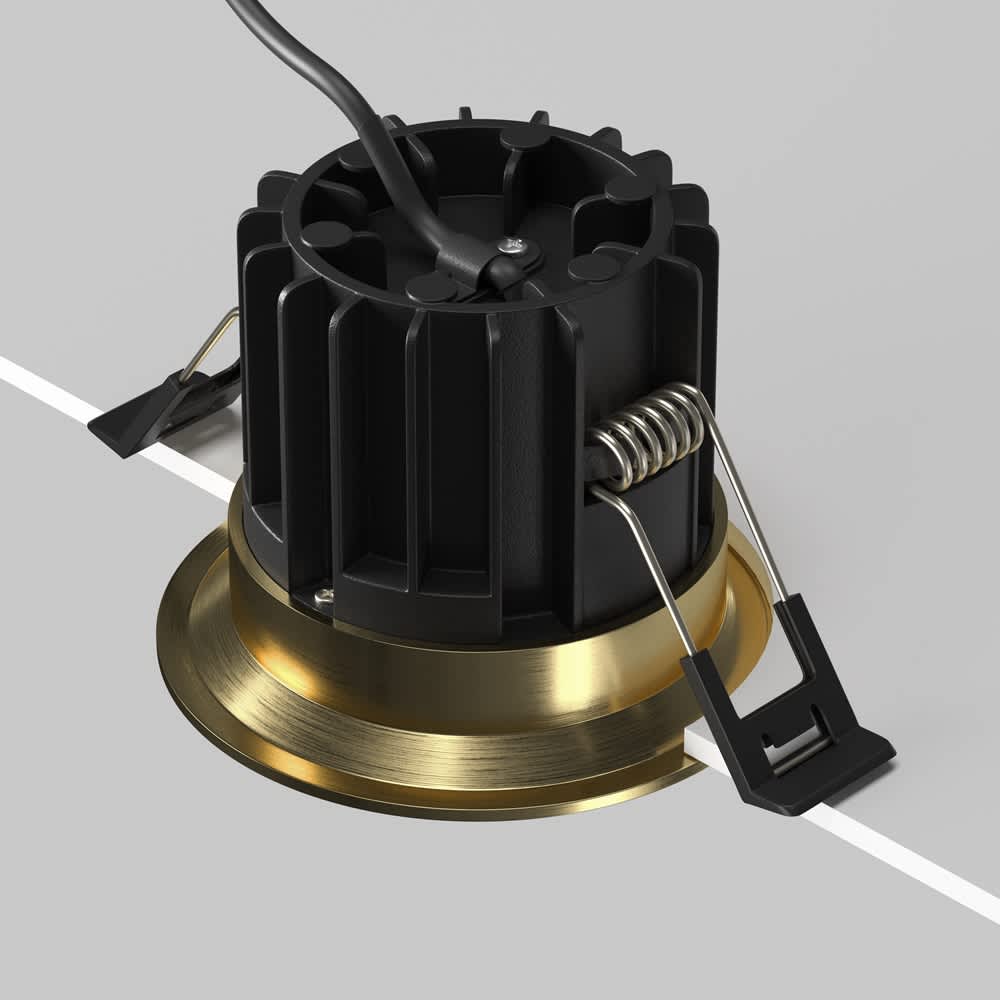 LED луна за вграждане Maytoni Round DL058-12W3K-BS, цвят месинг, заден изглед на тялото и закрепването