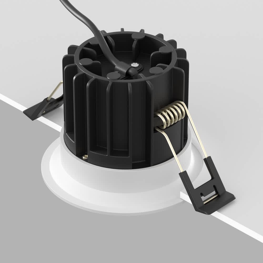 LED луна за вграждане Maytoni Round DL058-12W3K-W, бяла, заден изглед на тялото и закрепването
