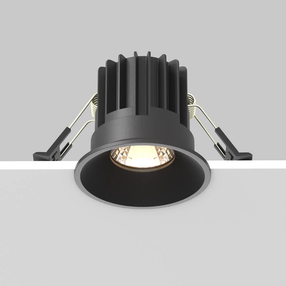 LED луна за вграждане Maytoni Round DL058-7W3K-B, черна, изглед на монтажа в таван