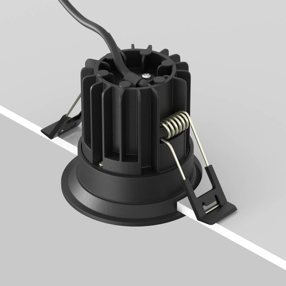 LED луна за вграждане Maytoni Round DL058-7W3K-B, черна, заден изглед на тялото и закрепването
