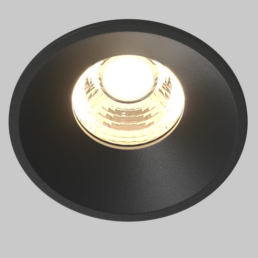 LED луна за вграждане Maytoni Round DL058-7W3K-B, черна, близък изглед на светлинната част